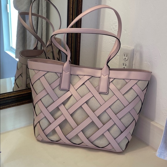 Michael Kors Woven Pink and Cream Tote NWOT - Picture 2 of 4